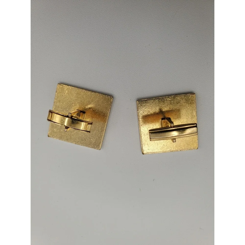 Vtg MCM Musicical Note Goldtone Coppertone Men Music Cuff Links